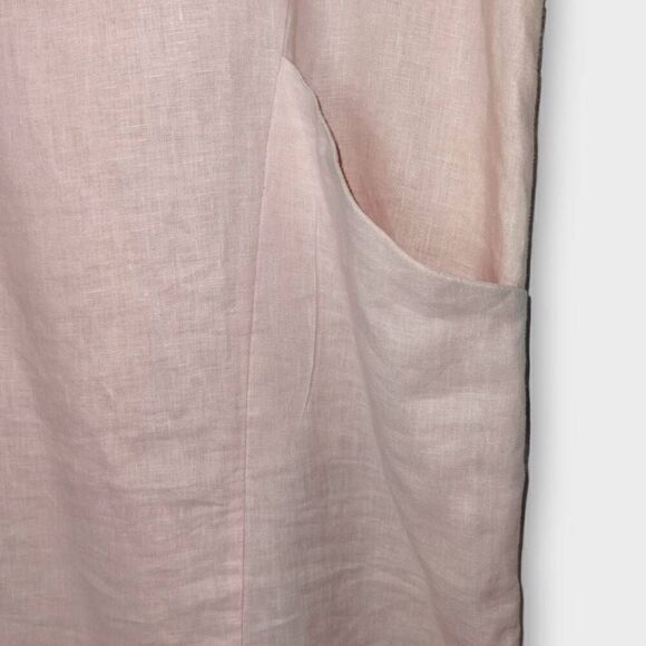 For Cynthia Womens Dress Sz Large Pink Cotton Pockets Short Sleeves Scoop Casual - Picture 4 of 11